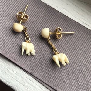 Faux ivory elephant earrings